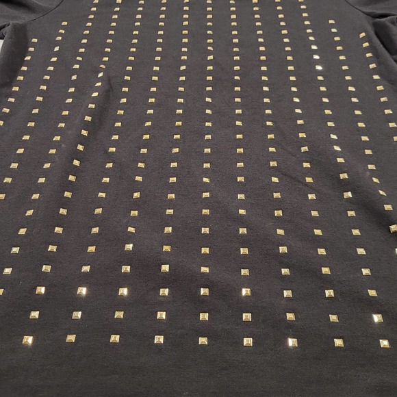 Tommy Hilfiger XS Shirt Gold Shiny Studs Semi Fitted Crew Neck - Picture 4 of 11